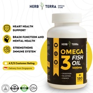 Herb Terra Fish Oil, Supports Heart Health, 1000 Mg, 280 Mg Omega-3, Rapid Release Softgels, 180 Ct