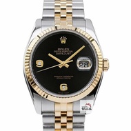 【大眾名錶】ROLEX 勞力士 16233 Datejust 蠔式日誌 全配件 市場罕有 無字天書 黑瑪瑙6.9鑽 錶徑36mm B1009