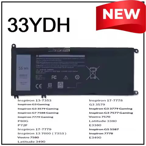 33YDH 3500mAh Notebook Battery for Dell Latitude 3490 G3 3380 3480 G5 5587 G7 7588 Inspiron 15 7577 