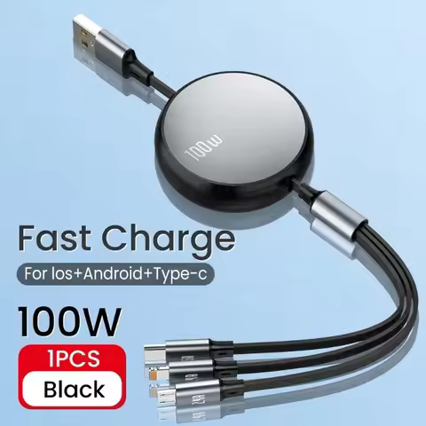 6A 100W 3 in 1 Fast USB Cable for Huawei/Honor Retractable Portable 3 in 1 Micro USB Type C Charger 