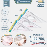 1 BOX / 12 Pcs Triangle Ruler Set Pair Butterfly J12 no.12 / J10 no.10 / J8 no.8