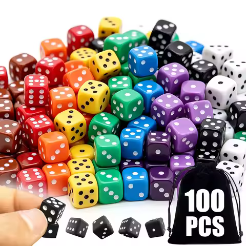 100pcs 8mm Small Square Corner Dice & Storage Bag Ideal for Tabletop Games, Party Activities, Leisur