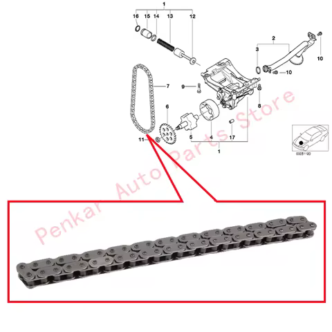 11417576916 Engine Oil Pump Chain For BMW E46 E39 E60 E61 E38 E65 E66 X3 E83 X5 E53 M54