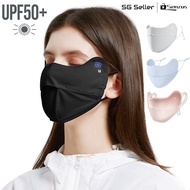 [SG SELLER] UPF 50 + Ice Silk UV Protection Face Mask for Women, Breathable Anti-Fog Sun Shield with