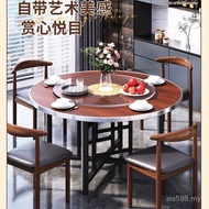Banquet Household Turntable Hotel Thickened Dining Table Solid Wood 12 Country Dining Table Dining T