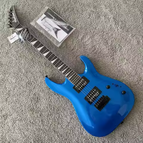New 24 Frets Metallic Blue Solid Body Electric Guitar Jackson with 2-Point Tremolo Bridge Beginner I