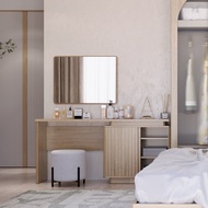 SB Design Square SB FURNITURE โต๊ะเครื่องแป้ง / โต๊ะทำงาน ขนาด 160 ซม รุ่น VALLEY สีไม้อ่อน (ที่นั่ง