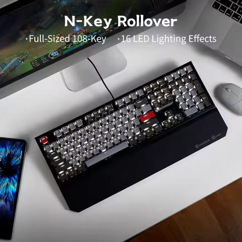HEXGEARS X5 Mechanical Keyboard With Hand Rest 108 Keys PBT Keycap Kailh Upgrade BOX Switch USB /2.4