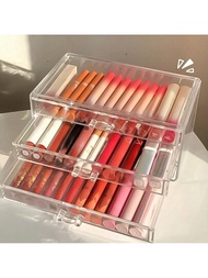1個口紅收納盒桌面抽屜化妝品盒,可用於收納口紅、指甲油、文具、口罩等多功能化妝箱