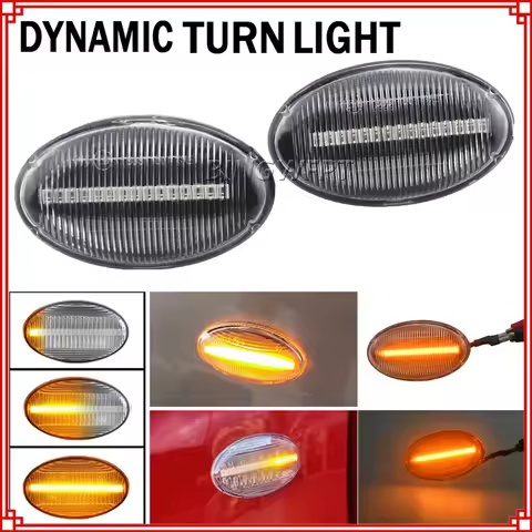 2Pcs Dynamic LED Turn Signal Lights Side Marker Car Accessories For Smart 450 452 & Mercedes-Benz W1