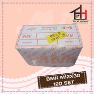 (BOX 120 SET) YELLOW HEX BOLT NUT M12 X 30 M12X30 KEY 17 MM