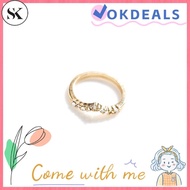 SK SK Gift Finger Chain Women Jewelry Tail Rings Heart Gold Fashion Diamond Girl V-shaped