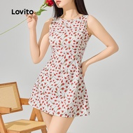 Lovito Boho Ditsy Floral Tie Back Dress for Women L123ED445