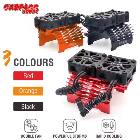 Surpsshobby RC Heatsink With Dual Cooling Fan for Hobbywing Leopard 4268 4274 4092 1/8 1/10 RC Car M