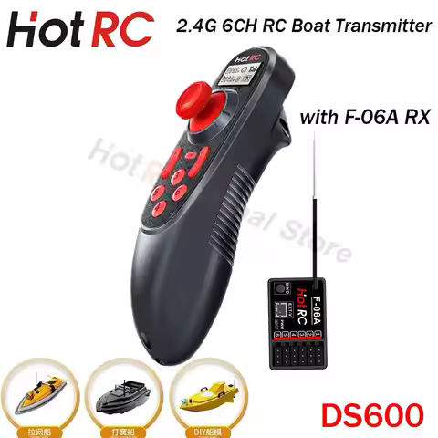 HOTRC DS600 6CH 6 Channel 2.4G LCD Screen Radio System Transmitter Remote Controller and PWM 6CH Rec
