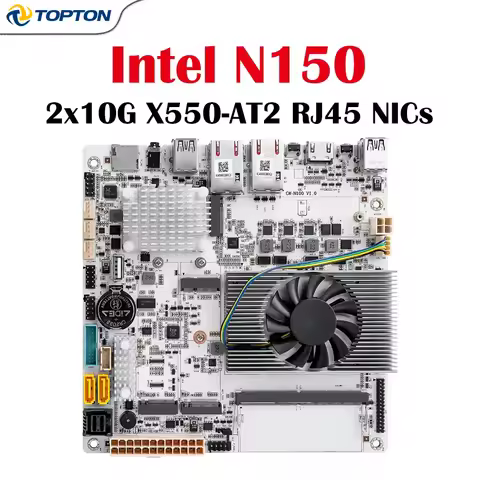 Topton 2×10G LAN NAS Motherboard Intel N150 2×X550-AT2 3×M.2 NVMe 6×SATA3.0 TF eMMC Firewall Mini IT