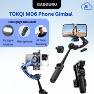 TOKQI M06 3-Axis Smartphone Gimbal Stabilizer AI Face Tracking Anti-Shake With Mic & Lighting Telefo
