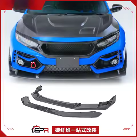 For Honda Civic FK8 Type R Carbon Fiber JS Style Front Lip Splitter