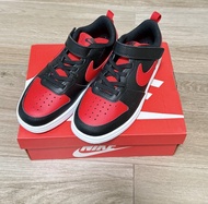 全新 19cm Nike Court Borough Low 2 黑紅童鞋