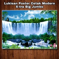 Modern Poster - Xtra Jumbo Natural Scenery and Waterfall Wall Decoration + Frame Size 50x70cm 100x50