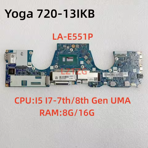 LA-E551P For Lenovo Yoga 720-13IKB Laptop Motherboard CPU I7-8550U UMA 8GB/16G 5B20Q10899 100% Teste