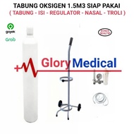 Tabung Oksigen 1.5M3/1.5 Kubik Komplit Siap Pakai (Khusus Gojek/Grab )