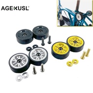 AGEKUSL Bike EZwheels Easywheel Easy Rollers Wheels Double Bearing Titanium Bolts 46mm For Brompton Pikes 3Sixty Camp Folding Bicycle