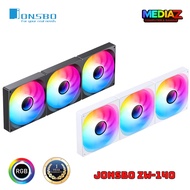 Jonsbo ZW-140 พัดลมคอมพิวเตอร์ ARGB 4PIN PWM PC 140 มม.พัดลมระบายความร้อน white black a ZW-140 White