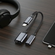 USB-C to 3.5mm Jack & USB-C Audio + PD 10W Charging 3-in-1 Adapter Cable Kabel Penyesuai 3-dalam-1 U