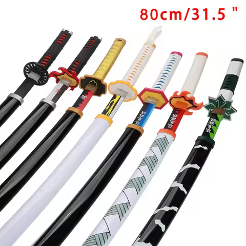 80cm/31.5in Katana Handmade Sword Real Japanese Anime Cosplay Toys Swords Zenitsu Rengoku Kyoujurou 