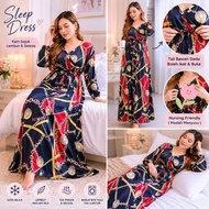 Night Gown Sejuk Flowy Korean Night Dress Mama Sleepwear Elegant Cooling Night Gown