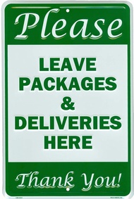 Leave Packages and Deliveries Here Sign  Aluminum Metal Parcel Drop Box Notice for Amazon UPS FedEx USPS