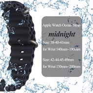 Original Ocean Watch Band สำหรับ Apple Watch Ultra 1/2 49 มม.45 มม.44 มม.42 มม.38 มม.41 มม. 40 มม.กีฬาซิลิโคนสำหรับ iWatch Series 7 8 9 6 5 4 3 SE