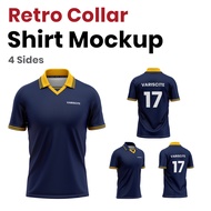 Shirt Mockup Jersey Retro Collar V Neck Mockup For Photoshop