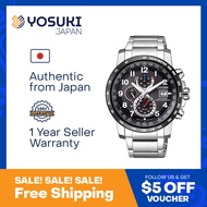 CITIZEN Solar  AT8124-83E Eco Drive Chronograph World time Perpetual calendar Radio control Date Black Stainless Silver  Wrist Watch For Men from YOSUKI JAPAN / AT8124-83E (  AT8124 83E AT812483E AT81 AT8124- AT8124-8 AT8124 8 AT81248 )