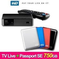 WD TV Live 無線多媒體播放器 + Passport SE 750G 行動硬碟