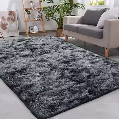 Super Soft Shaggy Rugs 5x7Feet Indoor Mats for Living Room Bedroom Anti-Skid Rectangular Tie-Dyed Fl