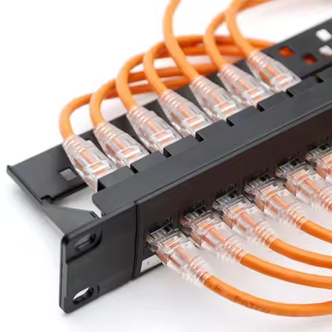 19Inch 1U Cabinet Rack Pass-Through 24 Port CAT6 Patch Panel RJ45 contact port(RJ45 contact port) Mo