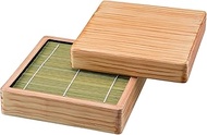 Japanese 40421330-40421340-49930110 Fukui Craft Buckwheat Buckwheat A DX Square Monkey Shiraki Grain (Main Body) Lid with Bamboo 6.8 x 6.8 inches (173 x 173 mm)