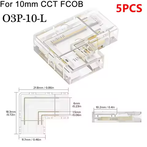 5Pcs/Set Mini Buckle COB Connector 2/3/4Pin Transparent L-Shaped Corner Solderless LED Strip Connect