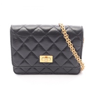 【二手】香奈兒 (Chanel) 2.55 Matelassé 迷你黑色小牛皮單背包，另附 2.55 Matelassé 迷你鏈條錢包，女款二手 A