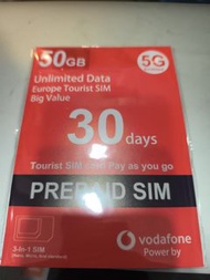 Vodafone 30日 50GB 歐洲數據卡