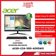 ACER-C24-1610-N305W11-INTELCOREI3-N305,8GBR5,512GBSSD,INTELHD,23.8"LCD,W1164,3YRS,H&S