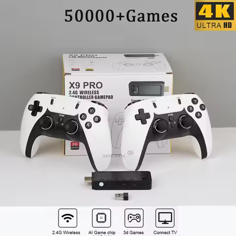 X9 PRO Retro Game Stick Built-in 50000+ Games 50 Simulators Video Console Wireless Game Console 4K H