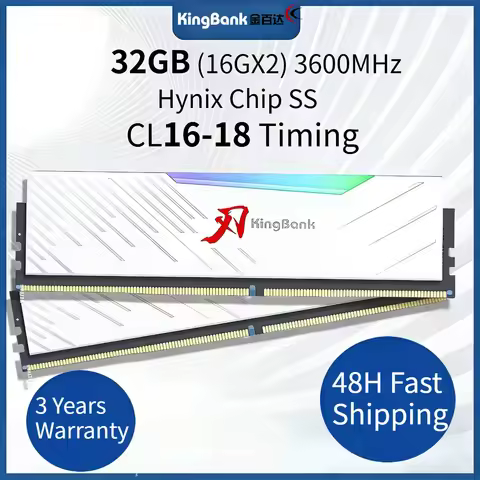 KingBank Origina DDR4 RGB RAM 16GBX2 3600MHz Hynix Chip SS CL16/18 High Performance for Desktop PC M