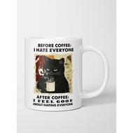 Cat Cat Drink Coffee Feels Good Black Cat Cup Ceramic Mug Cat Drinking Coffee Cup Water Cup