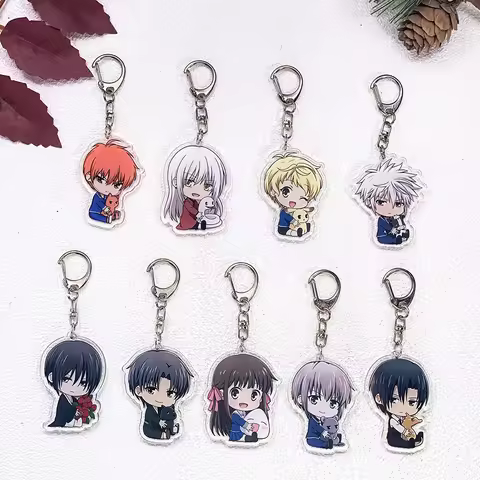 1/9Pcs Anime Figures Fruits Basket Keychain Accessories Acrylic Cute Charms Pendant For Bag Funny Ke