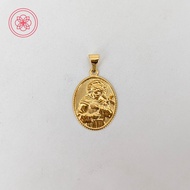 COD PAWNABLE 18k Pendant Saudi Gold Saint Francis  Cameo Oval Medallion Pendant