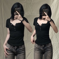 [New] Quality y2k Short Sleeve Button Shirt y2k top