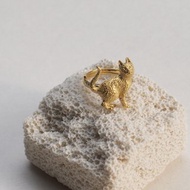 立式貓戒指，925銀，貓戒指，貓銀戒指，可疊戴戒指